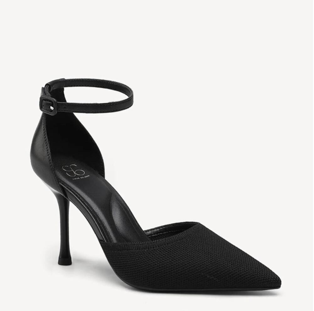 Cosy Island Bicolor Strapped Pointed Toe Stiletto Pump - Black - Womens 8